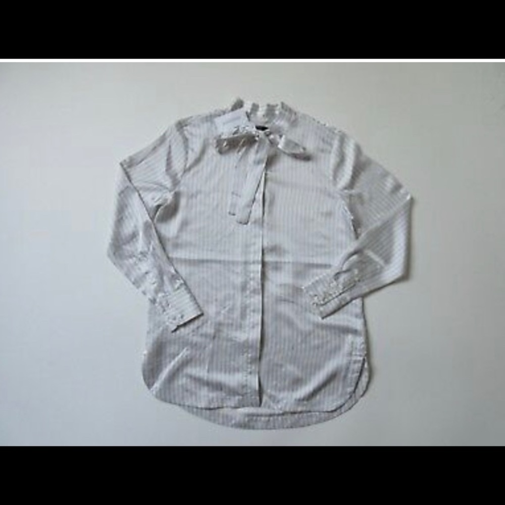 Striped silk tunic with a bow